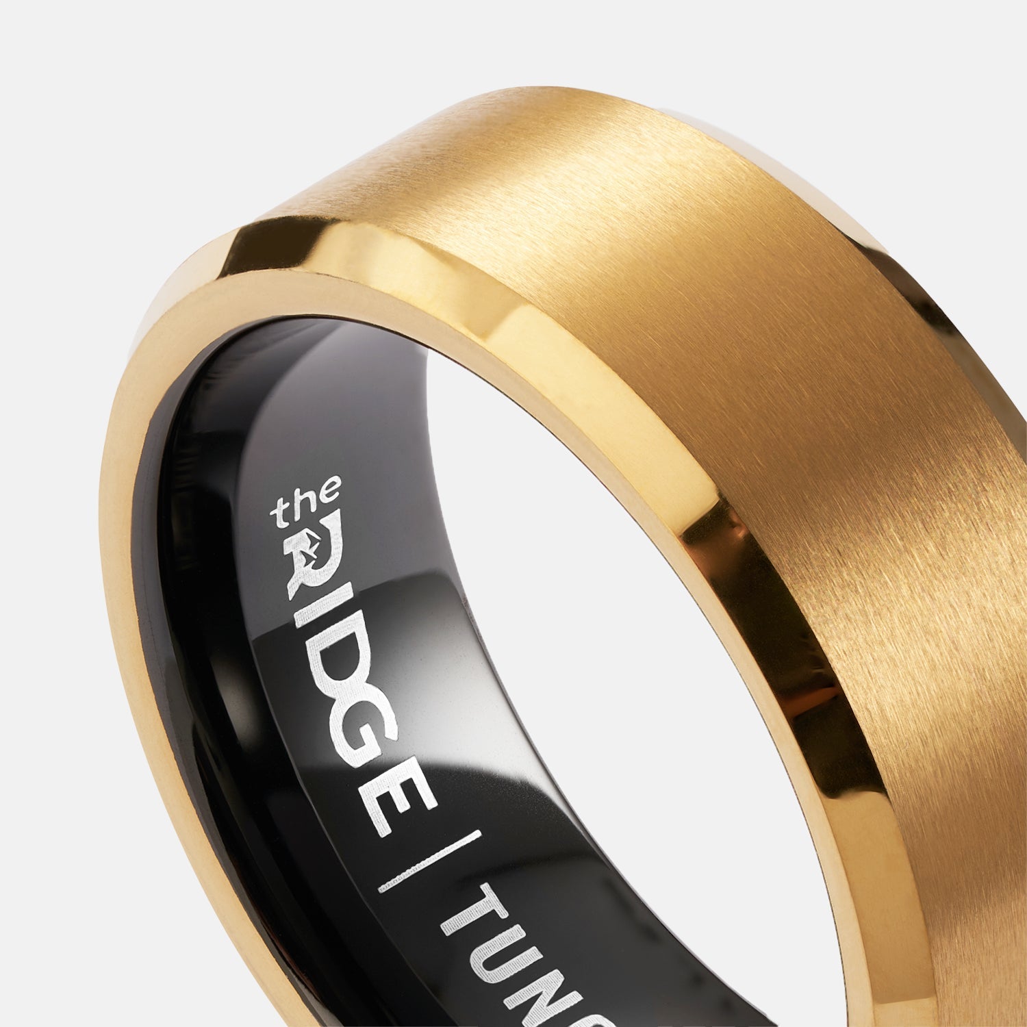 Ridge 8mm Beveled Ring Set - 24K Gold