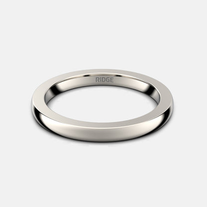 Ridge 2mm Rounded Ring Set - 14K White Gold